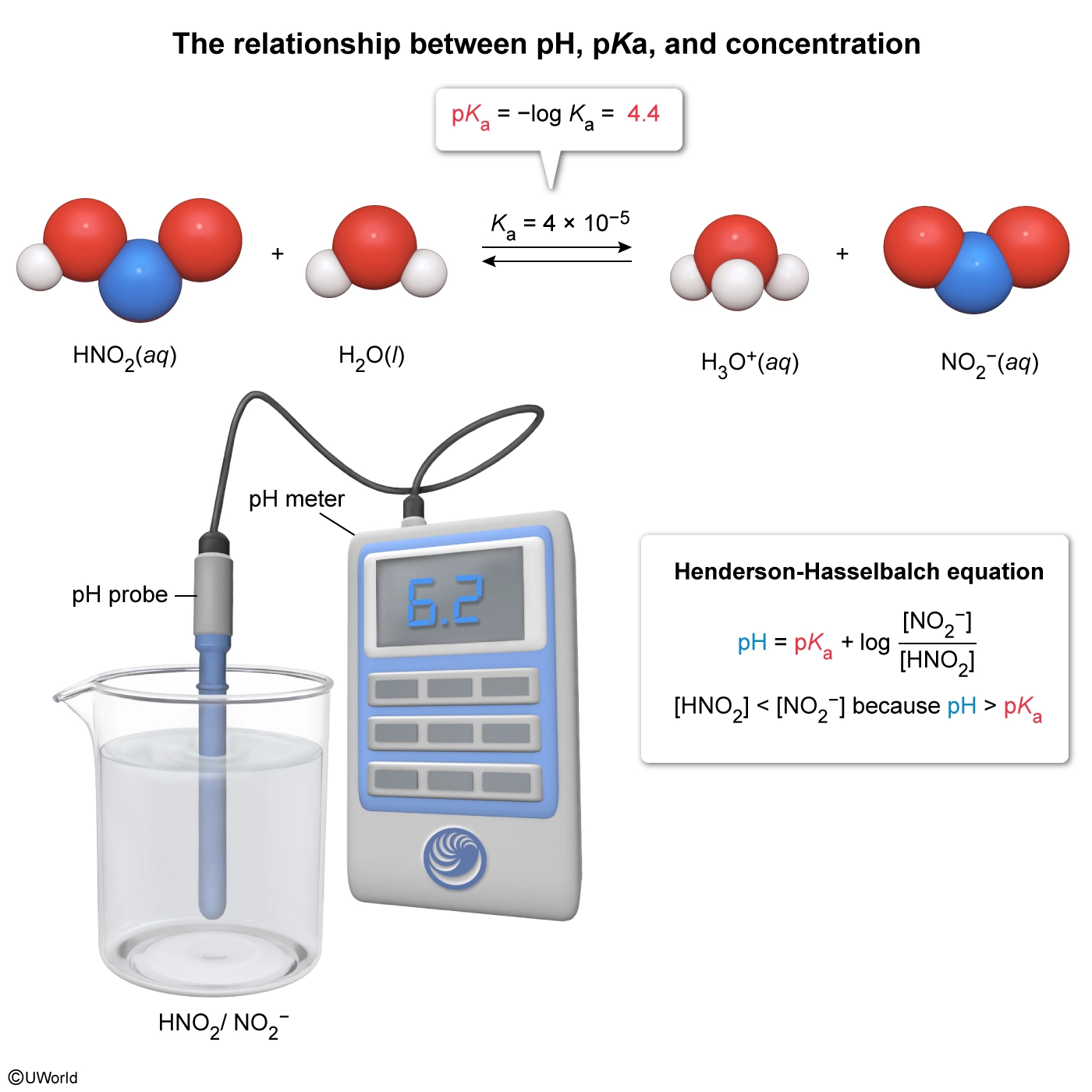 The relationship between pH, pKa, and concentration