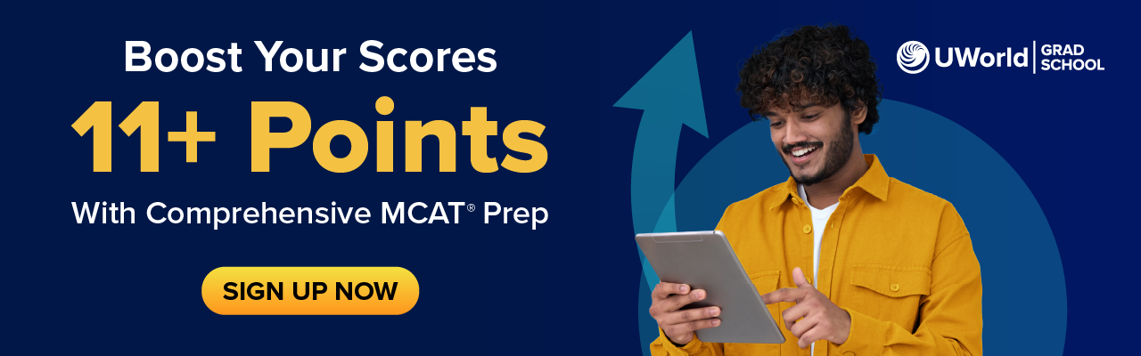 A student boosting their score with UWorld’s MCAT® prep.