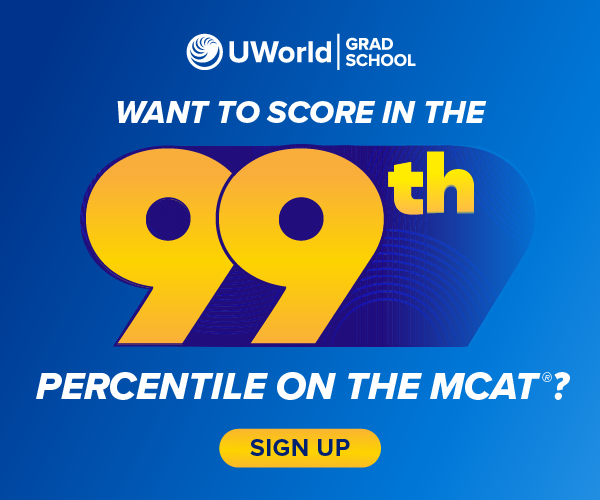 Want to score in the 99th percentile of the MCAT®? Sign up for UWorld.