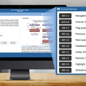 UWorld QBank interface simulating AAMC® MCAT keyboard shortcuts