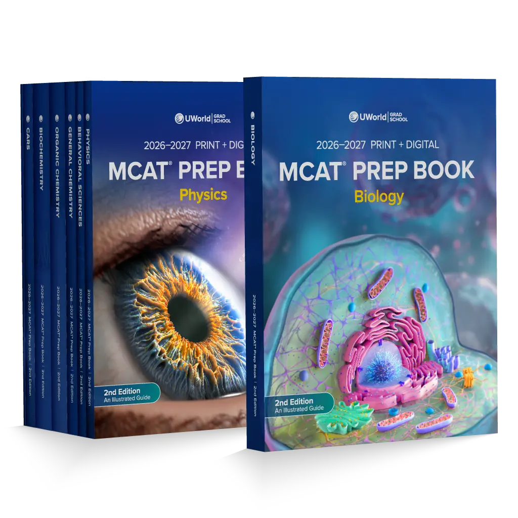 UWorld MCAT printed review book set.